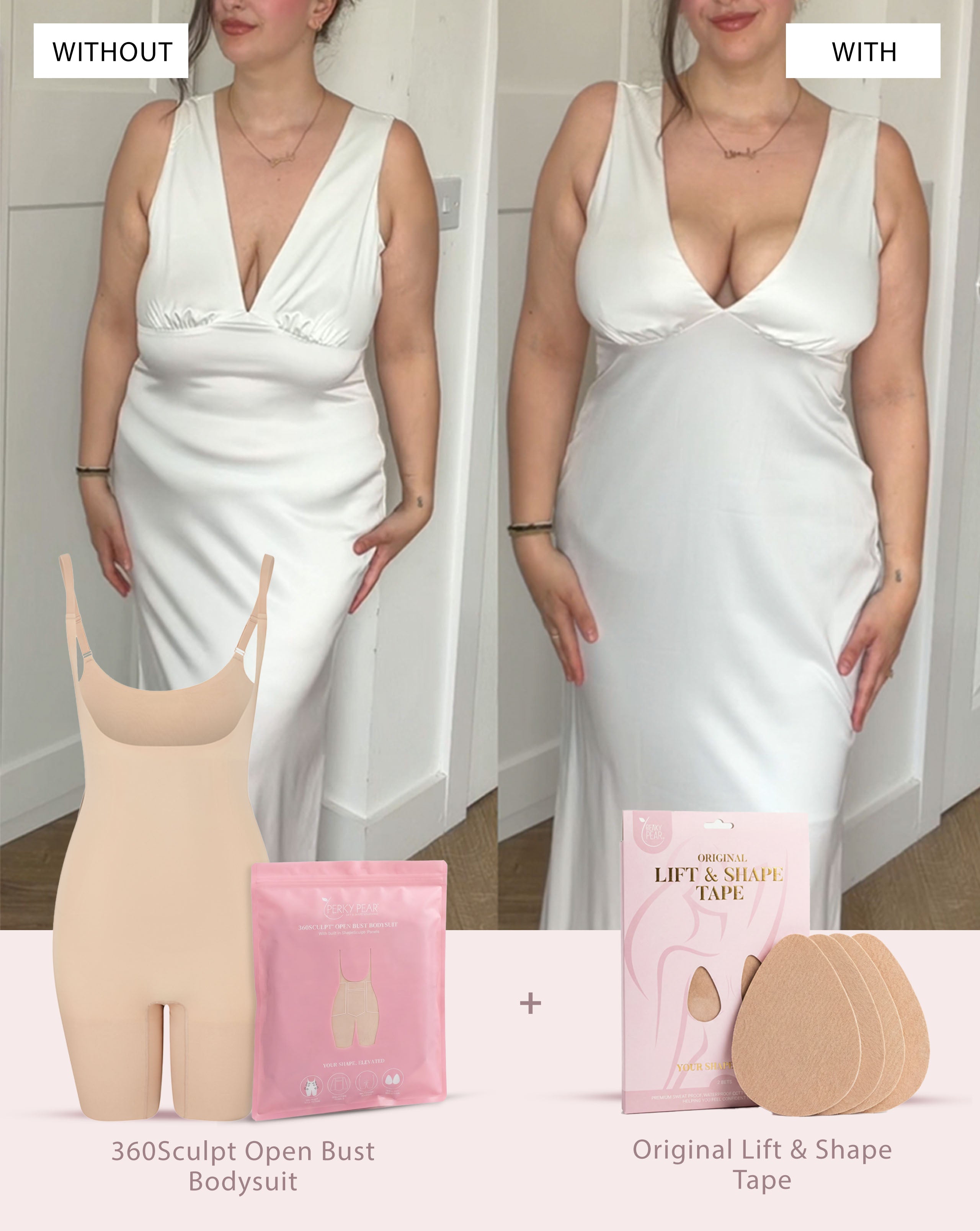 360Sculpt™- Open bust Bodysuit-BEIGE