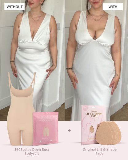 360Sculpt™- Open bust Bodysuit-BEIGE