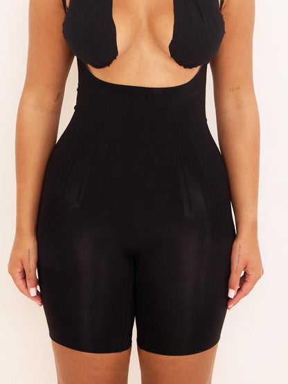 360Sculpt™- Open bust Bodysuit-BLACK