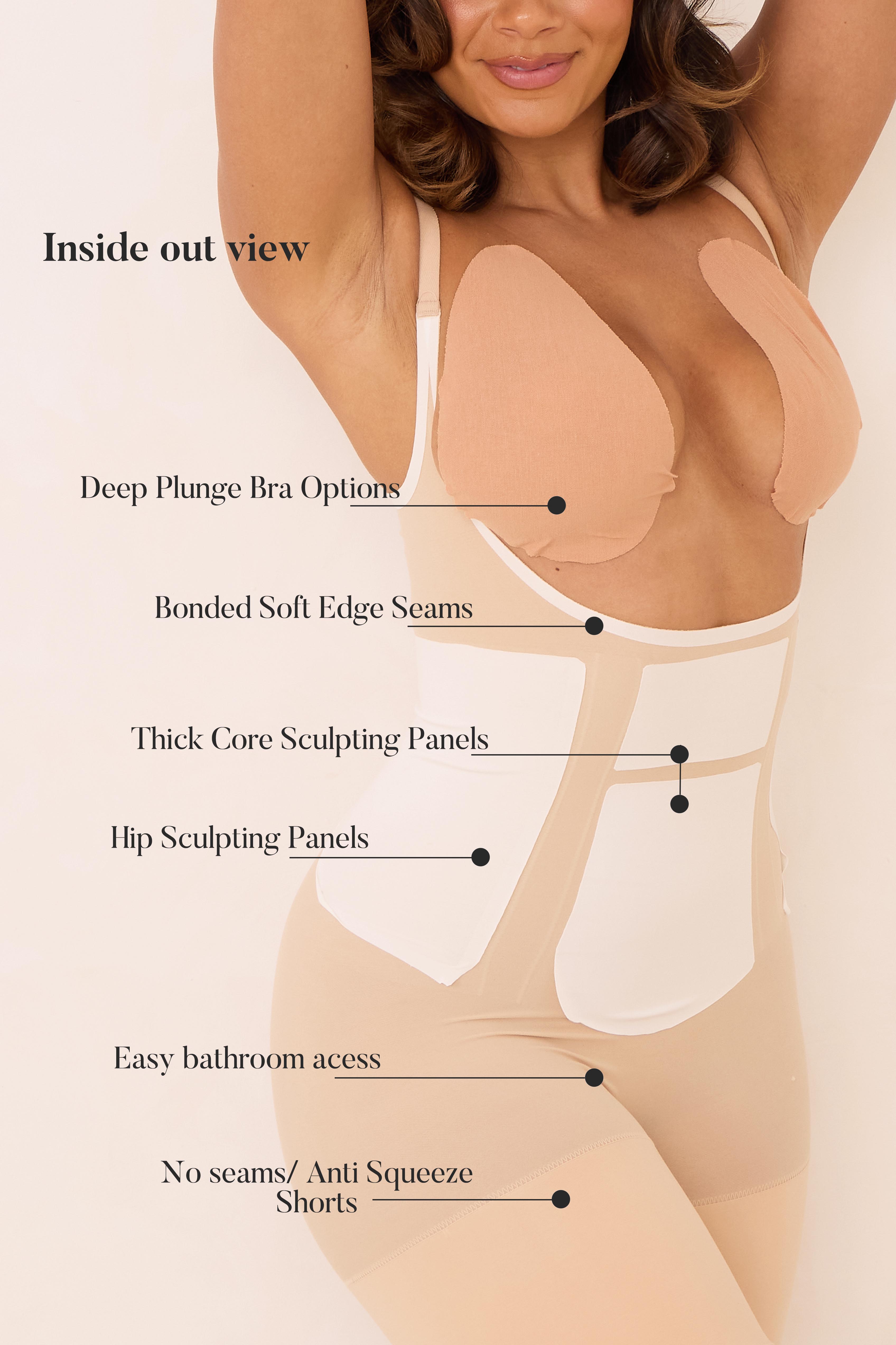 360Sculpt™- Open bust Bodysuit-BEIGE