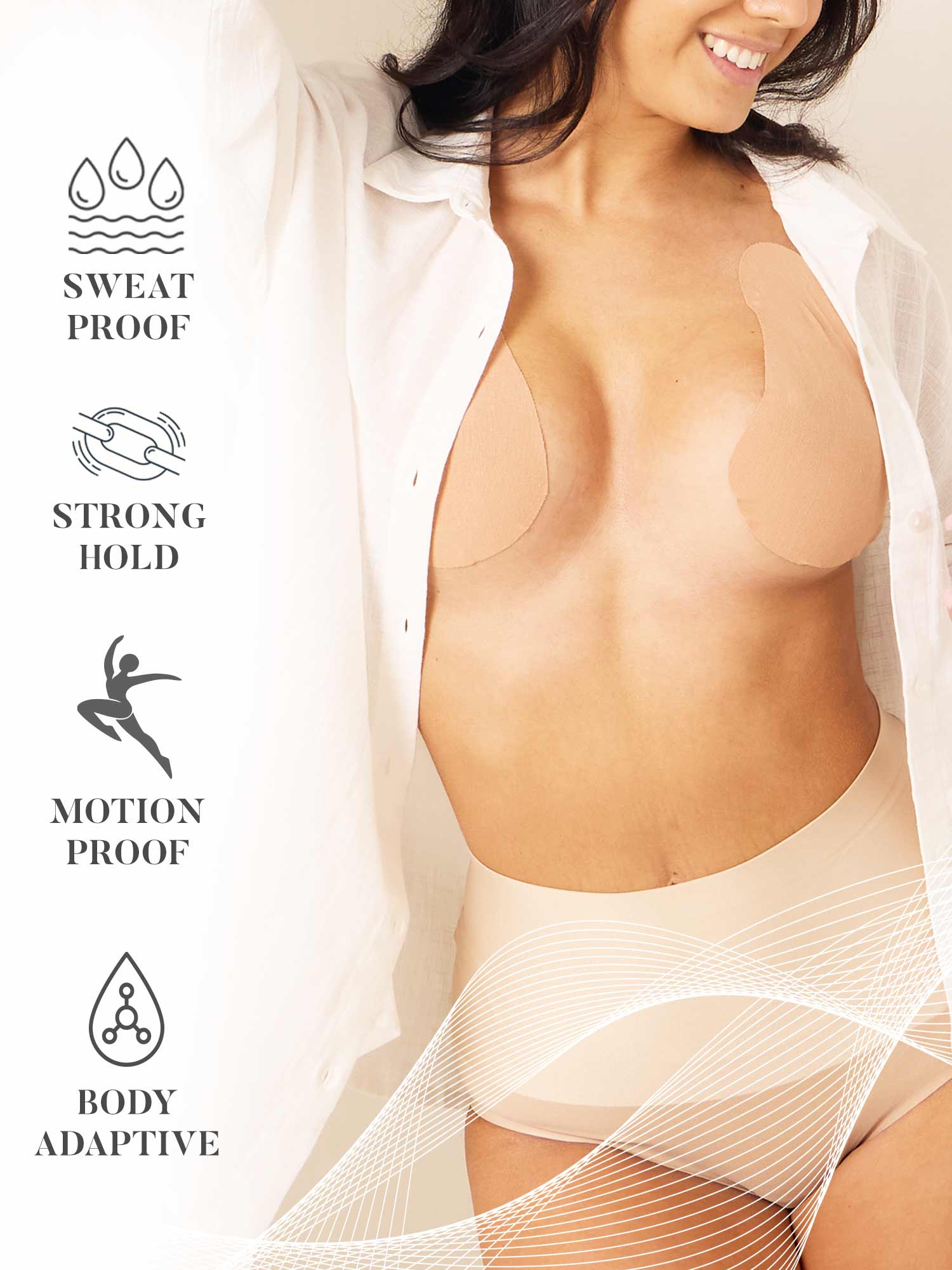 Original Lift &amp; Shape Bra Tape By Perky Pear® BEIGE- A-H Cups